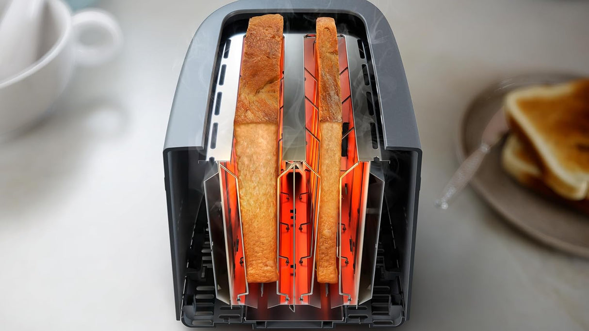 Philips Essentials Collection Toaster 1000 Series HD2510/90 with stainless steel finish and adjustable browning control.