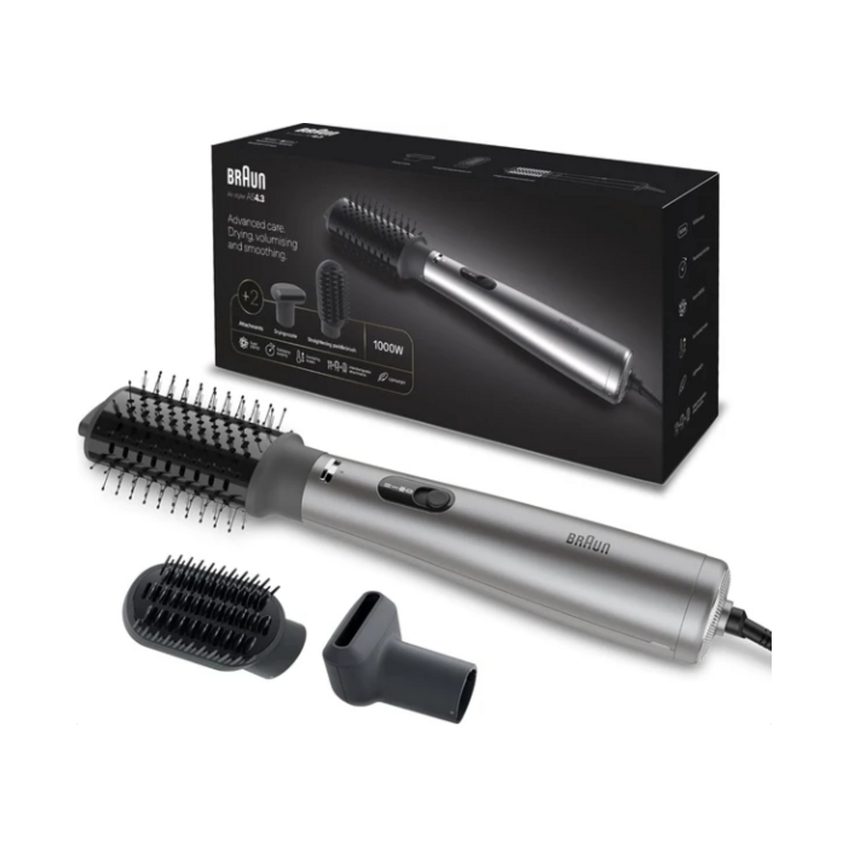 Braun Air Styler AS4.3 BRAS430SDE – 1000W, Ionic Technology & Premium Styling Attachments