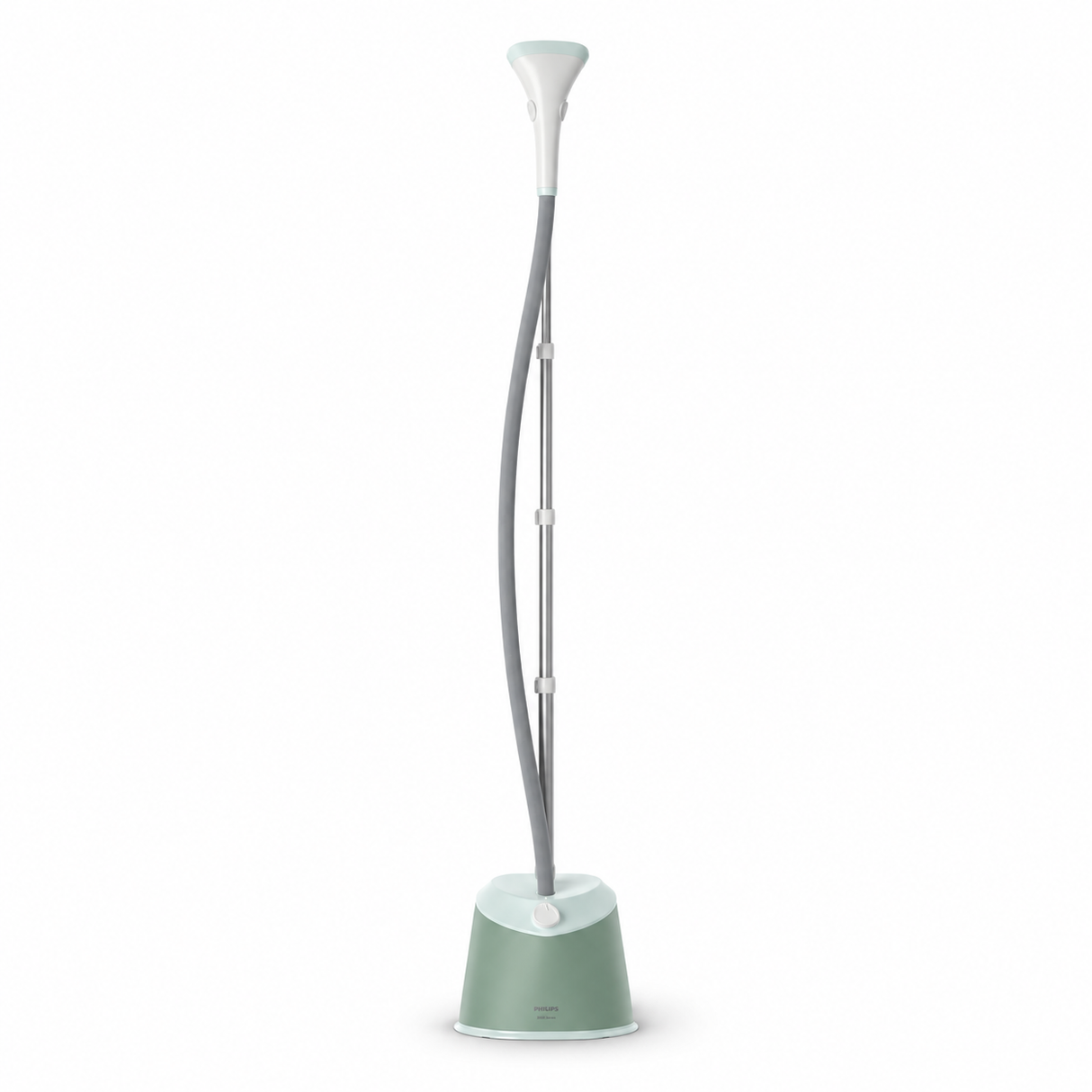 Taghareed Philips 1000 Series garment steamer STE1010/76, mint green, with adjustable stand and integrated hanger.