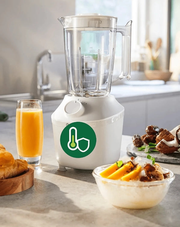 Taghareed Philips 3000 Series white blender with 1.9L jar, 450W motor, ProBlend technology, and stainless steel blades.