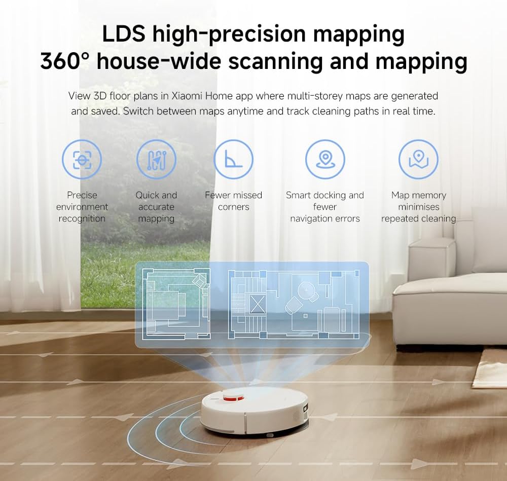 Xiaomi Robot Vacuum H40 – 10,000Pa Suction, Anti-Tangle Technology & Auto Dust Collection