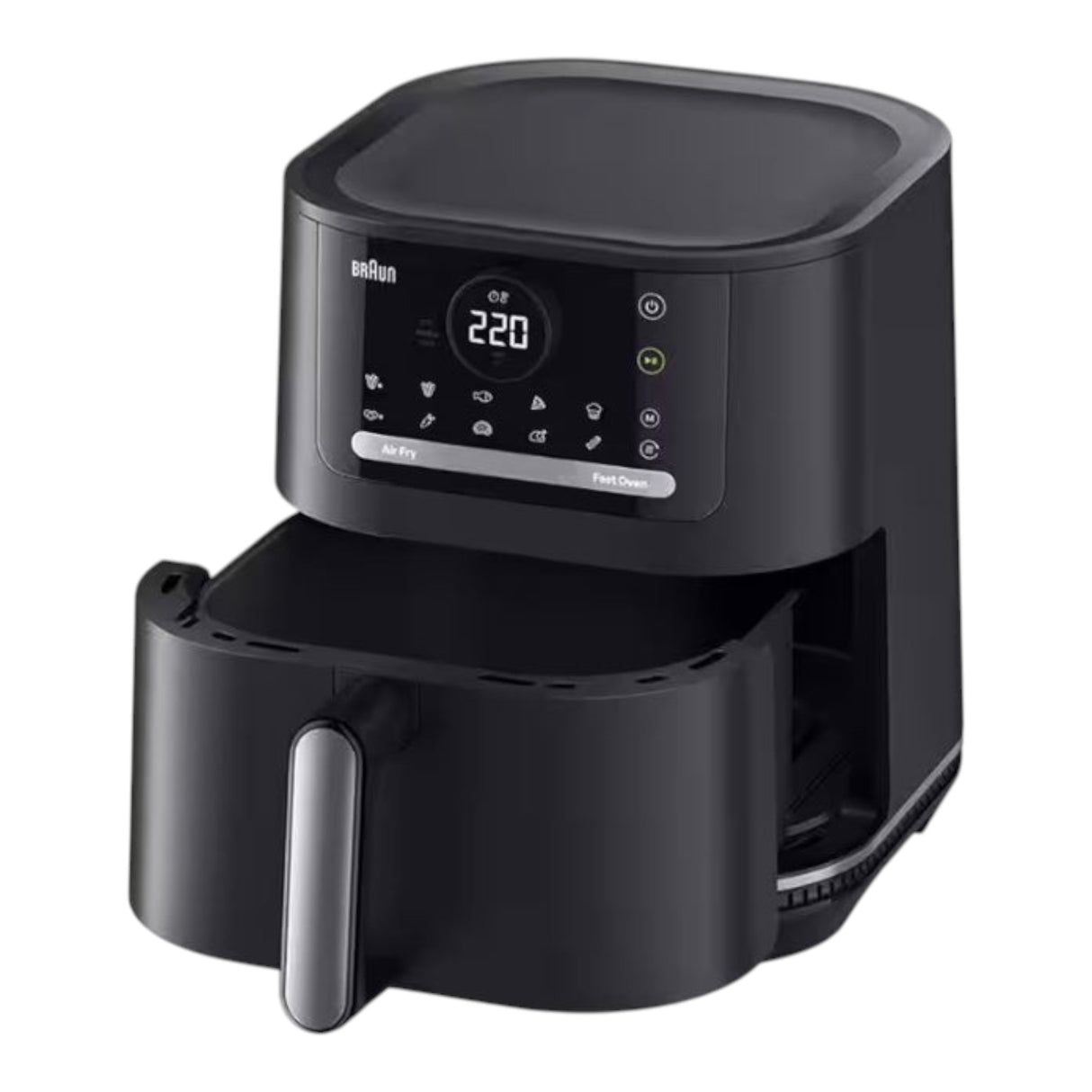 Taghareed Braun MultiFry 5 Air Fryer 2-in-1 HF5050IBK, black, 6L capacity, digital display, 15 auto programs.