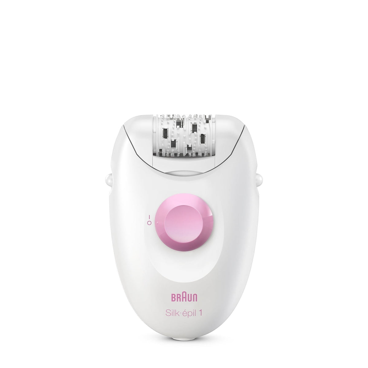 Taghareed Braun Silk-épil 1 epilator with 20 tweezers and SoftLift tips for efficient hair removal. White and pink.