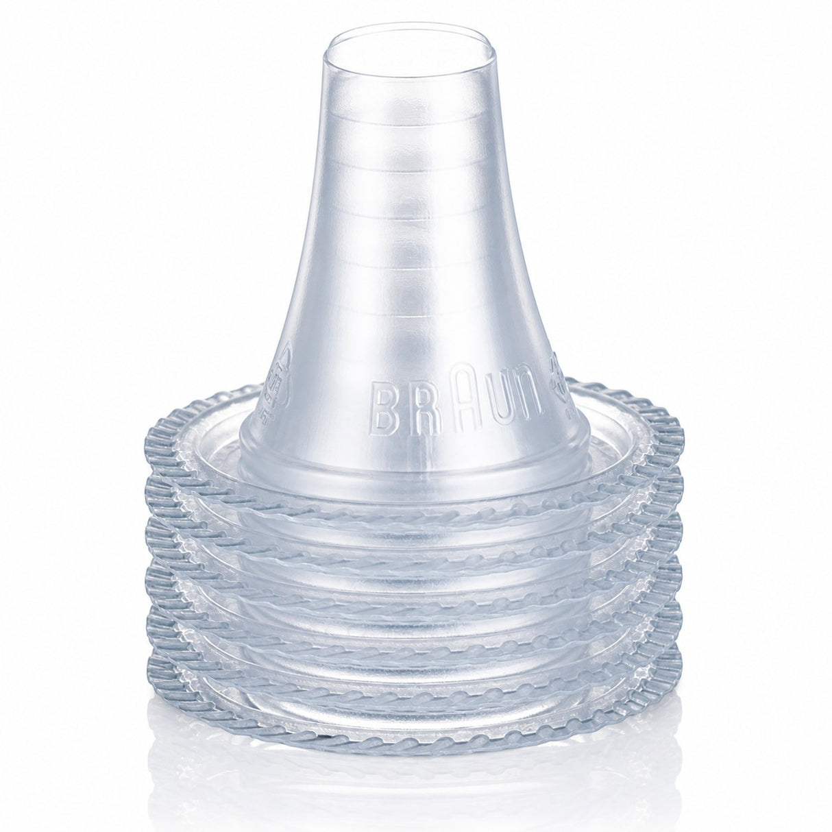 Tagged Braun ThermoScan LF40 lens filters, 40 pack. Clear, disposable plastic covers for ear thermometer hygiene and accuracy.