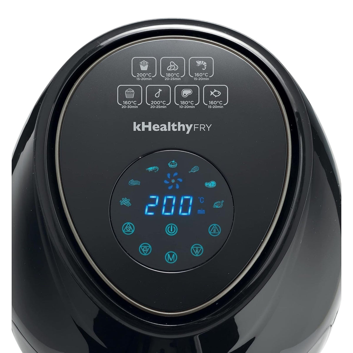 Taghareed Kenwood digital air fryer with 3.8L capacity and 1500W power, featuring a touch display and 7 cooking presets.