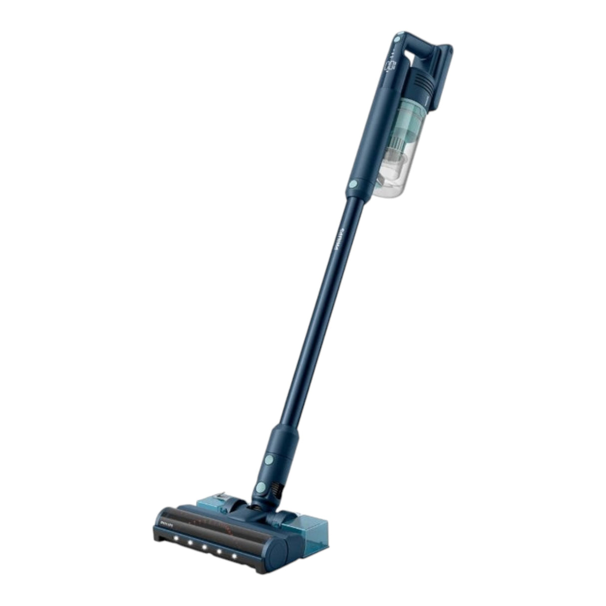 Taghareed Philips 5000 Series Cordless Vacuum Aqua XC5041/61, dark blue, with TriActive Multi LED nozzle and Aqua Module for wet cleaning.