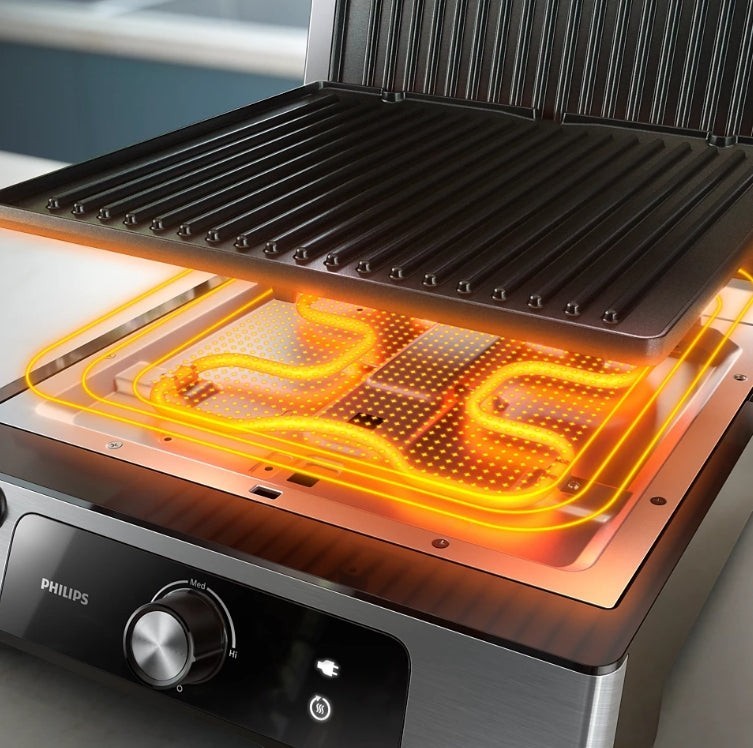 Taghareed Philips 5000 Series contact grill with non-stick, removable plates and adjustable lid.