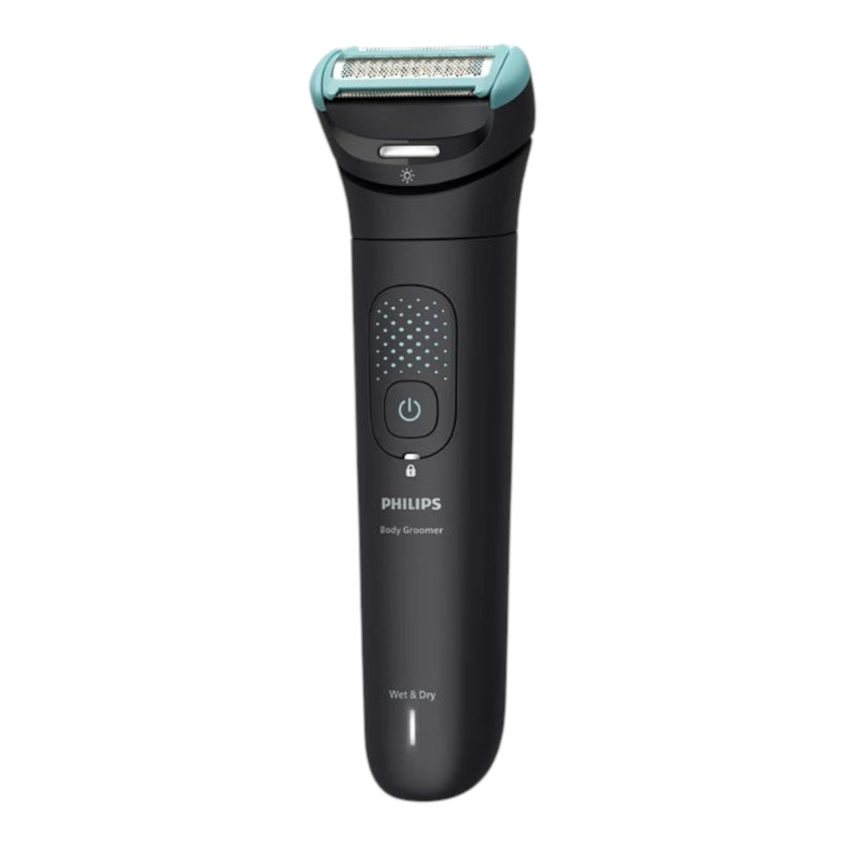 Taghareed Philips Body Groomer 7000 Series BG7470/15, black with teal accents, dual-head shaver and trimmer, Wet & Dry.