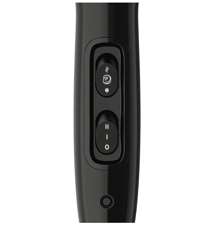 Taghareed Philips DryCare Pro hairdryer controls: ThermoProtect button and speed/heat settings switch.