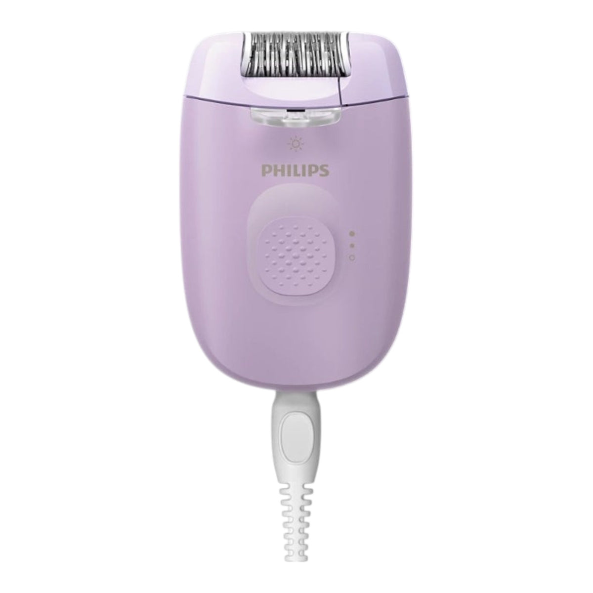 Taghareed Philips Epilator Series 4000 BRE257/00, purple, corded, with Opti-Light LED and two speed settings.
