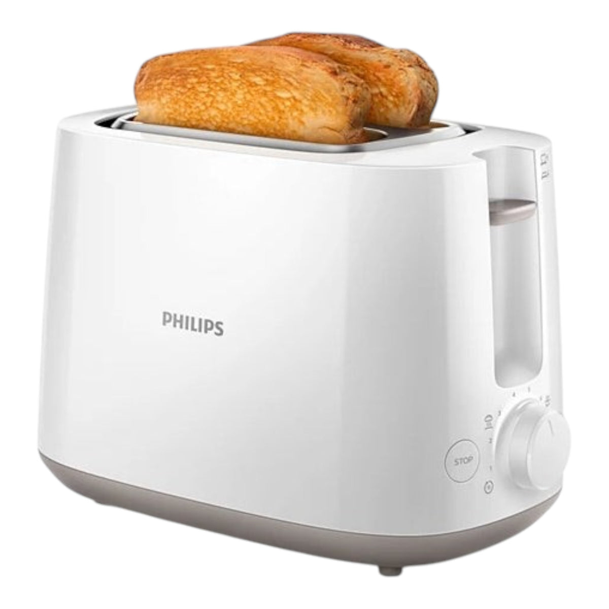 Taghareed Philips Daily Collection HD2581/01 white 2-slice toaster with 8 browning settings and bun rack