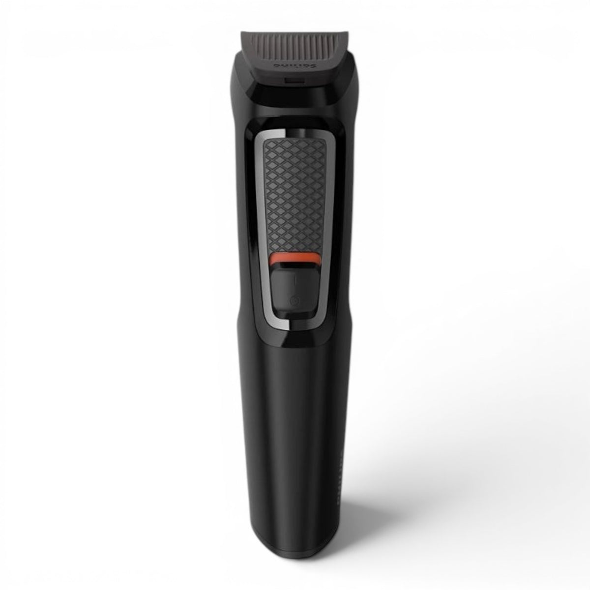 Taghareed Philips Multigroom Series 3000 MG3720/33 black 7-in-1 trimmer with self-sharpening steel blades and washable attachments.