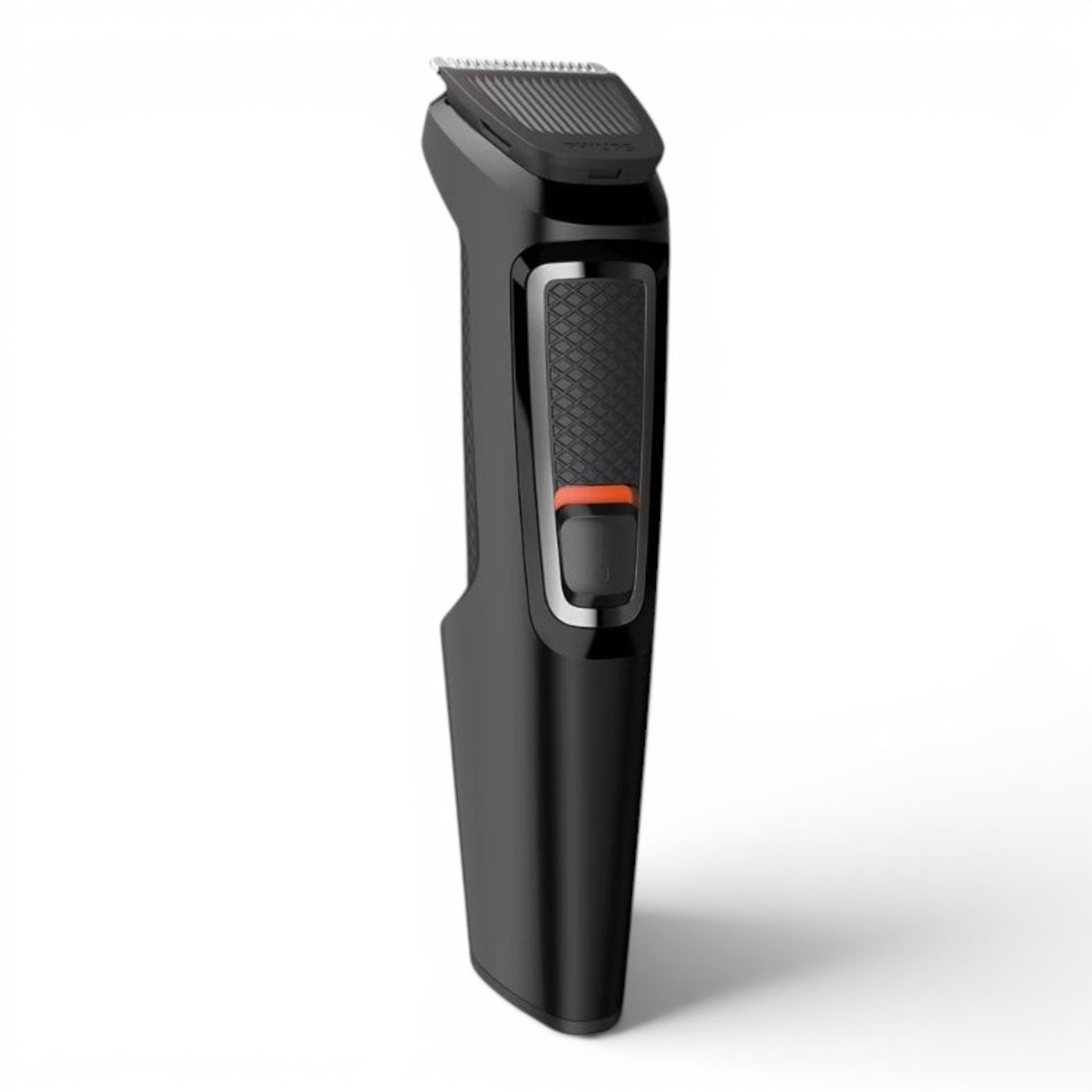 Taghareed Philips Multigroom Series 3000 MG3720/33 black grooming kit with 7 attachments and self-sharpening steel blades.
