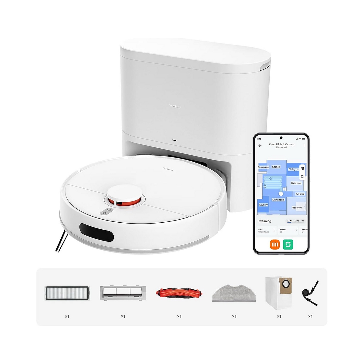 Xiaomi Robot Vacuum H40 – 10,000Pa Suction, Anti-Tangle Technology & Auto Dust Collection