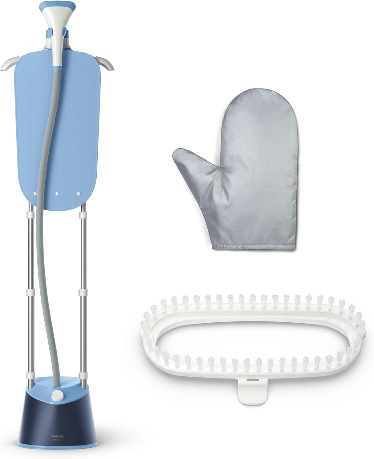 Philips 1000 Series Garment Steamer with Stylemat, stand steamer for wrinkle removal and fabric steaming, in a sleek design