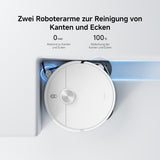 Robotic vacuum cleaner with text on a white background