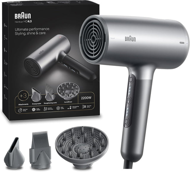 Braun Hair Dryer HD4.3 Ultimate Performance 2200W | BRHD435SDE – Electro Grey