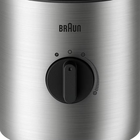 Taghareed Braun PowerBlend 3 jug blender with 1.5L glass jug, 800W motor, TriAction Technology, variable speed, and two 600ml Smoothie2Go bottles.