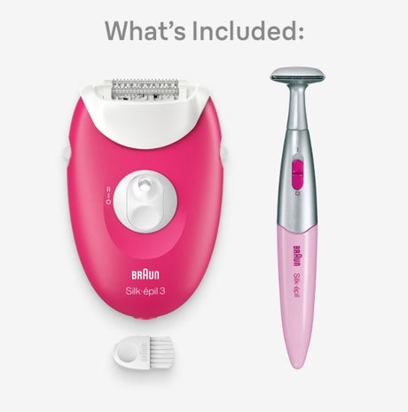 Braun Silk-épil 3 3-202 Epilator – 20 MicroGrip Tweezers, Smart Light, Massage Roller & Bikini Trimmer