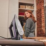 Taghareed Braun TexStyle 9 Steam Iron SI9661VI, purple and black, with EloxalPlus soleplate and 3D FreeGlide technology.