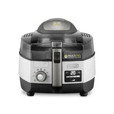 De'Longhi MultiFry Your Mini Fries Air fryer in black and silver, featuring a digital display showing 20 minutes and a dial on the front, set against a plain white background.