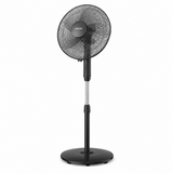 Taghareed Philips Series 600 pedestal fan with 3 speeds, oscillation, and adjustable height in black.