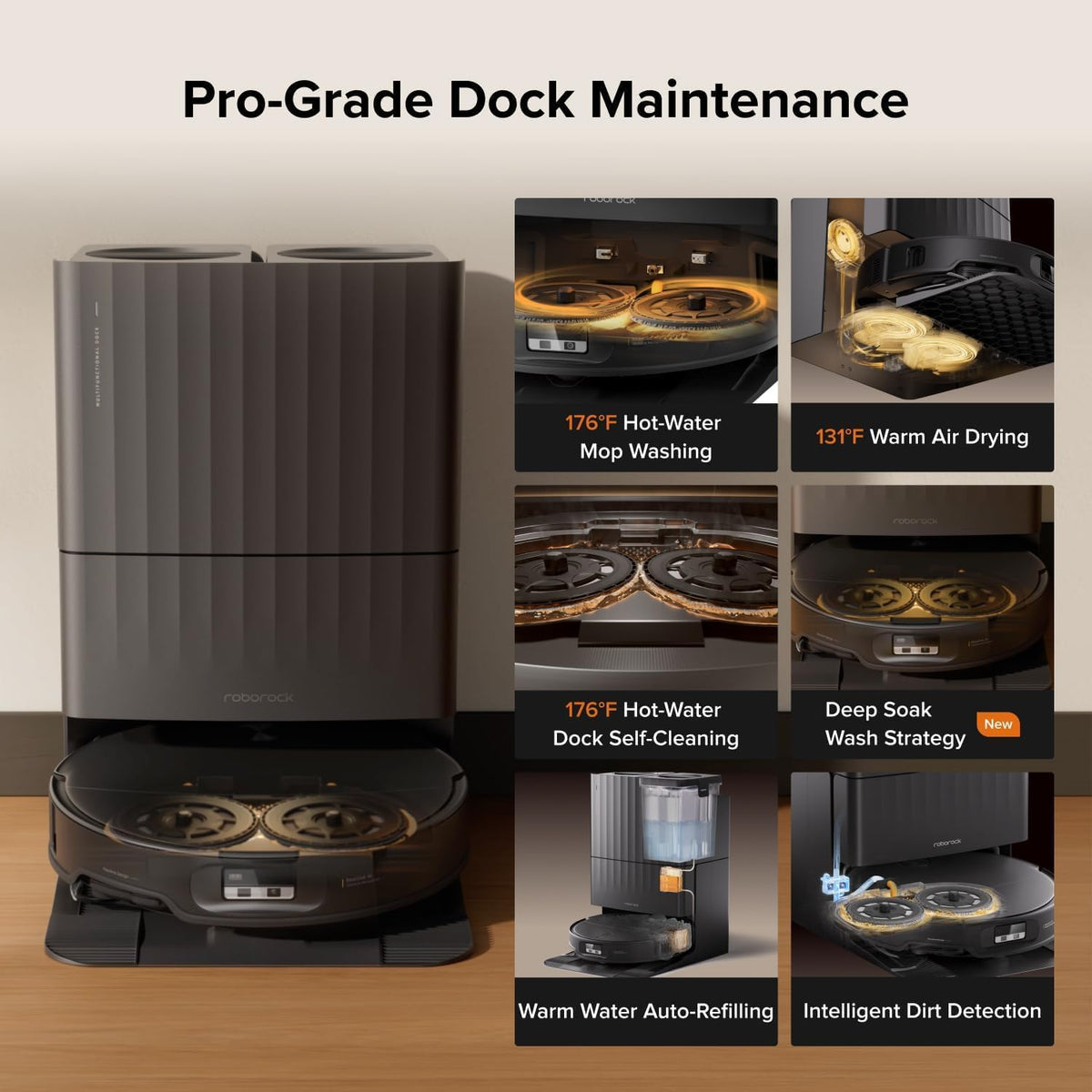 Robotic vacuum cleaner with features highlighted on a wooden surface