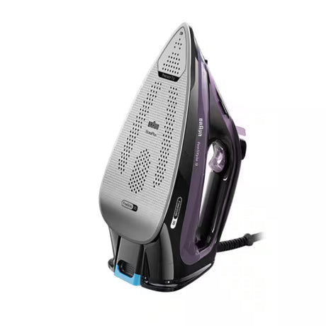 Taghareed Braun TexStyle 9 Steam Iron SI9661VI, purple and black, with EloxalPlus soleplate and 3D FreeGlide technology.