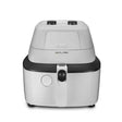 Taghareed De'Longhi MultiFry One white air fryer and multi-cooker with black accents and two control knobs.