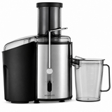 Taghareed Kenwood centrifugal juicer in stainless steel and black, 800W, with a wide chute and juice jug.
