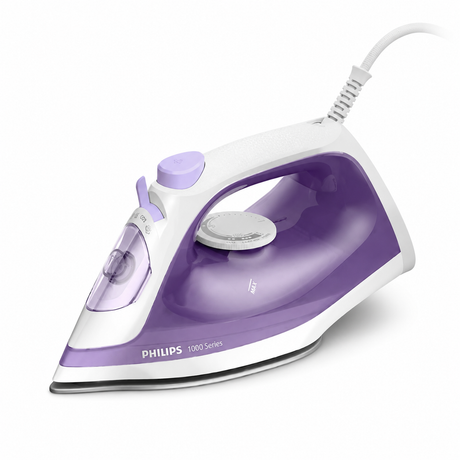 Taghareed Philips 1000 Series DST1020/36 steam iron, purple and white, with Non-Stick soleplate and 250ml water tank.