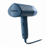 Taghareed Philips 3000 Series handheld garment steamer in teal blue, compact and foldable design for quick wrinkle removal and fabric refreshing.