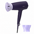 Taghareed Philips 3000 Series purple hair dryer with ThermoProtect attachment and 6 heat/speed settings.