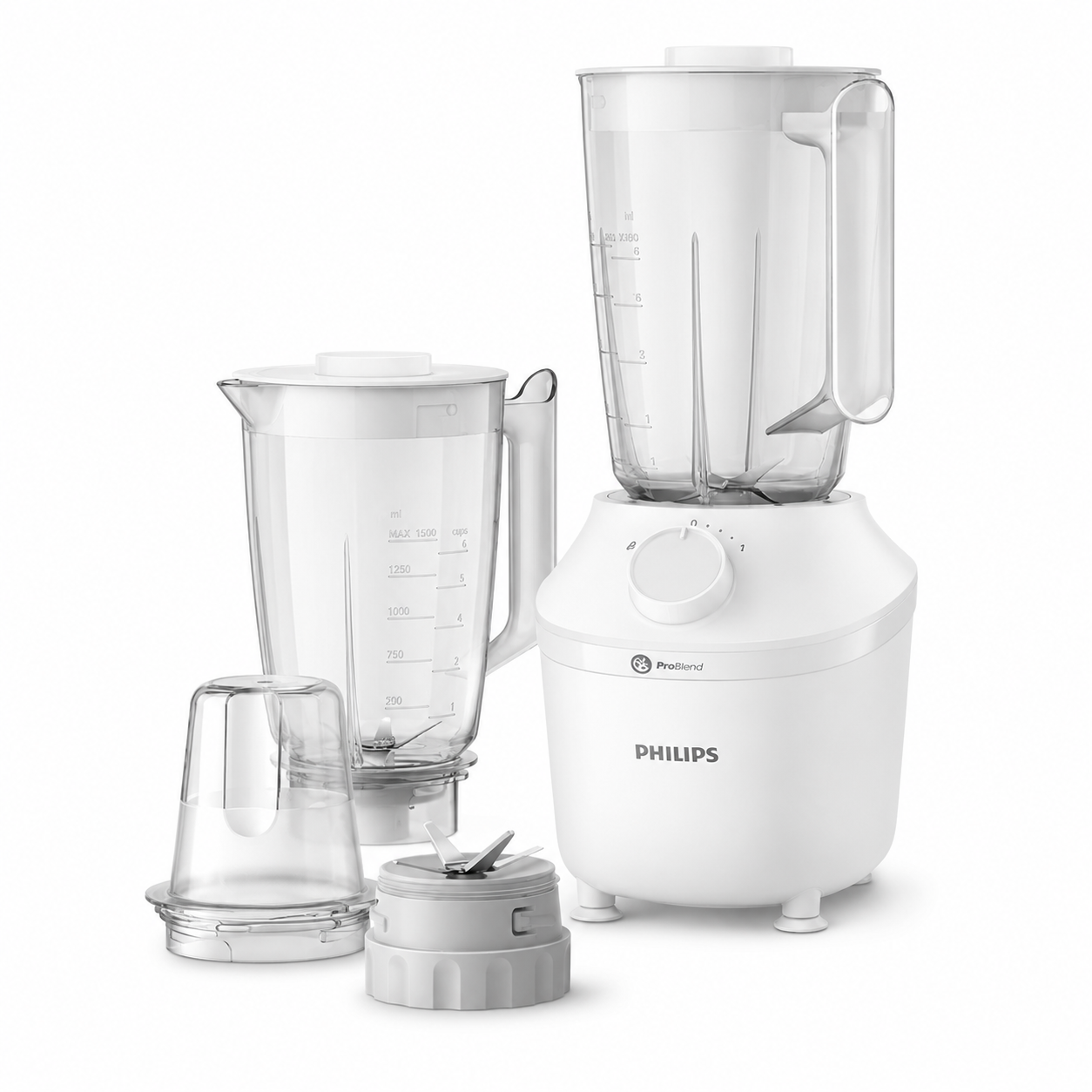Taghareed Philips 3000 Series white blender with 1.9L jar, 450W motor, ProBlend technology, and stainless steel blades.