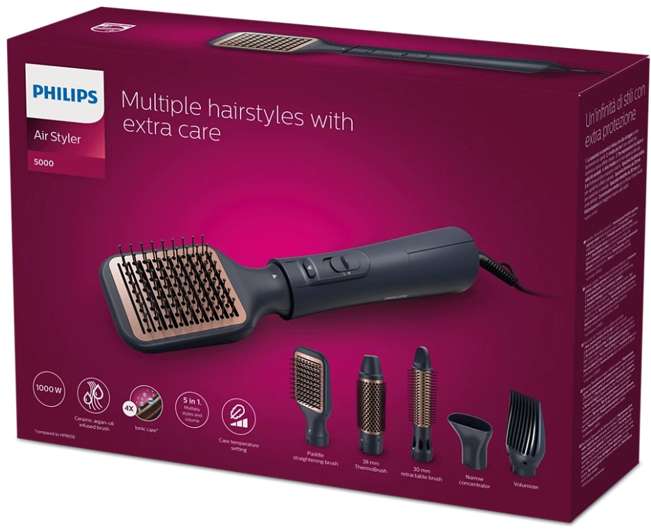 Taghareed Philips 5000 Series Air Styler with 38mm ThermoBrush for smooth styles and waves, ionic care.