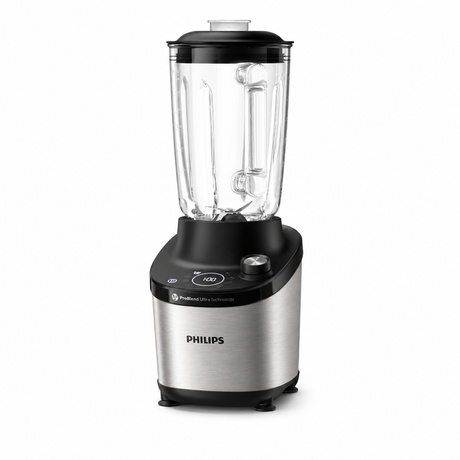 Taghareed Philips 7000 Series High Speed Blender HR3760/00 with 1500W motor, 2L glass jar, ProBlend Ultra Technology, and Quick Select Programs.