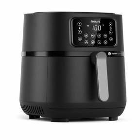Taghareed Philips Airfryer 5000 Series XXL Connected HD9285/93, black, 7.2L capacity, digital display, Rapid Air Technology for healthy frying.