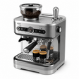 Taghareed Philips Barista Brew semi-automatic espresso machine with built-in grinder and stainless steel filter, making two espressos.
