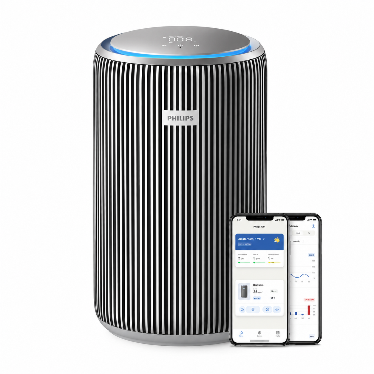 Taghareed Philips Smart Air Purifier 4200 Series AC4220/12, black and silver, with app control