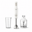 Taghareed Philips white 650W ProMix hand blender with stainless steel shaft, beaker, and chopper attachment.