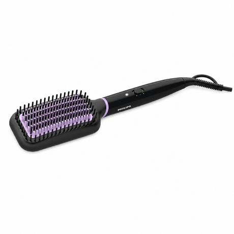 Taghareed StyleCare Essential Heated Straightening Brush with paddle head and purple bristles.