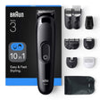 Braun Series 3 All-in-One Style Kit 3560, black trimmer with 10 attachments for beard, head, nose, and ear grooming. Easy styling.