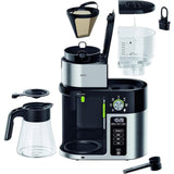 Braun BrewSense Drip Coffee Maker KF9050BK in black and stainless steel with glass carafe and multiple brew settings.