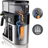 Braun BrewSense drip coffee maker in black and stainless steel with ExactBrew technology and multi-serve options.