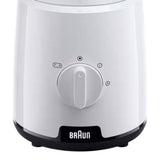 Braun PowerBlend 1 JB1000 white blender with 2 speeds, pulse, and ice crush function. Features TriAction Technology.