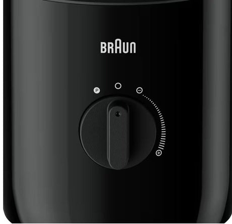 Braun PowerBlend 3 black jug blender with dial control for speed and pulse function.