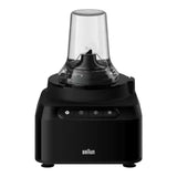 Braun PurEase black compact food processor with 800W motor, 2 speeds, pulse, and 3-in-1 functions.