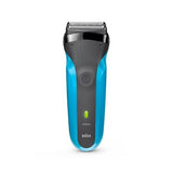 Braun Series 3 310s electric shaver in black and blue, featuring a wet & dry design and 3-Flex system for a close shave.