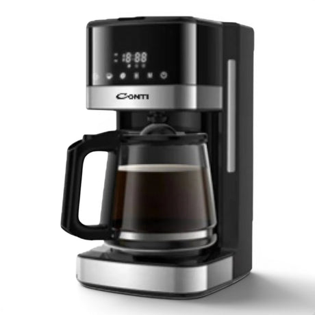 CONTI American Coffee Maker CM 3032 BS, 11-cup capacity, black with digital display and glass carafe.