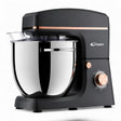 CONTI KM 102001 GR black kitchen mixer with 10L stainless steel bowl and rose gold accents. 2000W, 6 speeds + pulse.